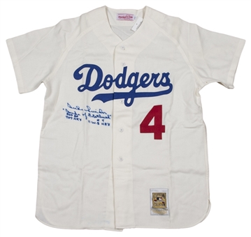 Duke Snider Signed and Stat Inscribed Mitchell & Ness Brooklyn Dodgers Flannel Jersey (PSA/DNA)
